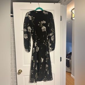 Black Wrap Midi Dress